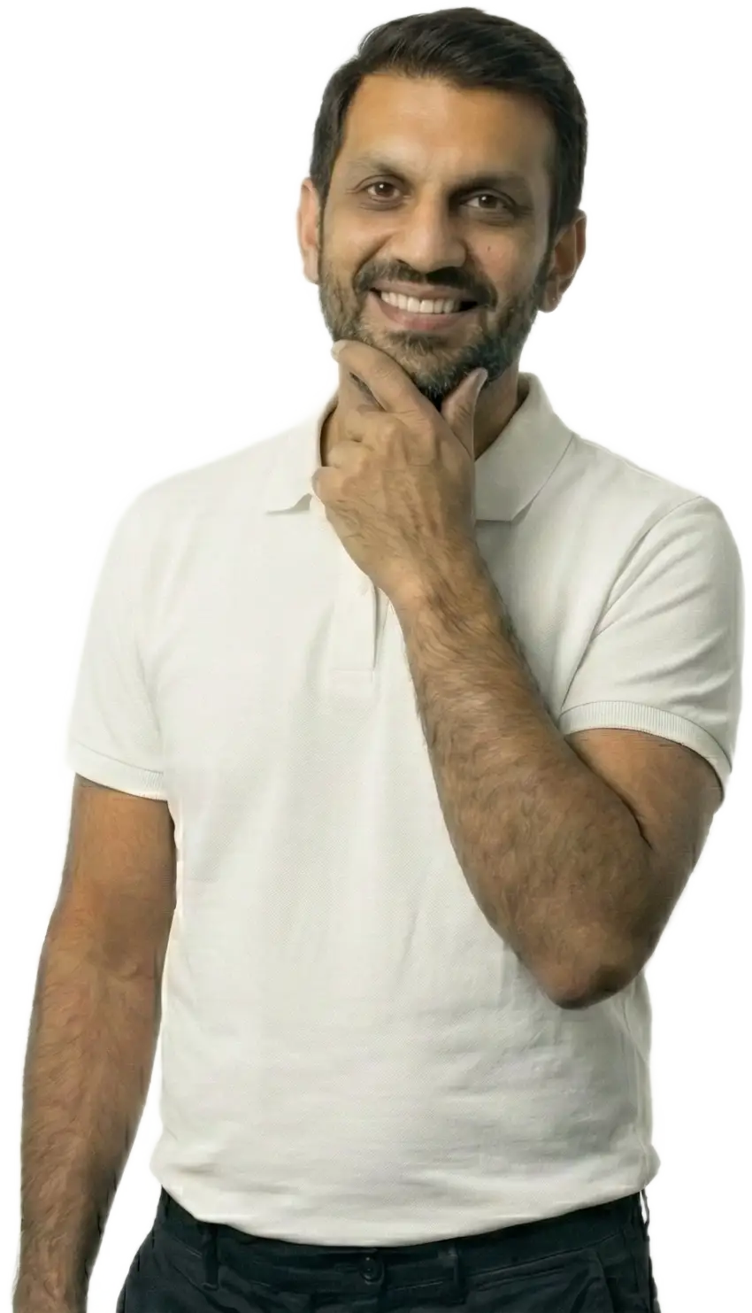 Ahmed-Mannan--Smiling-with-hands-on-the-chin-Honest-Home-Buyer-Cleveland-Ohio